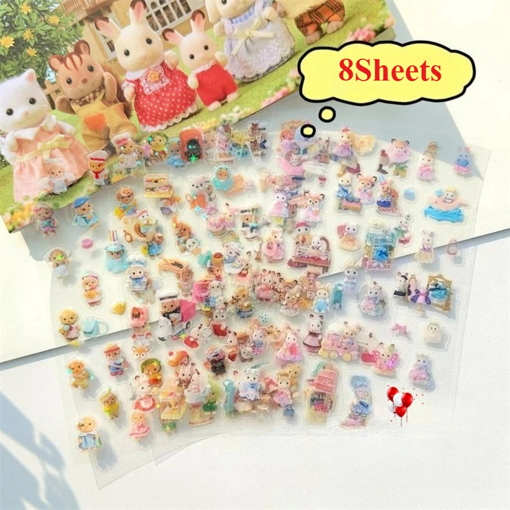 sticker cartoon transparent personnages mignons vêtements colorés accessoires scrapbooking téléphone ordinateur voiture
