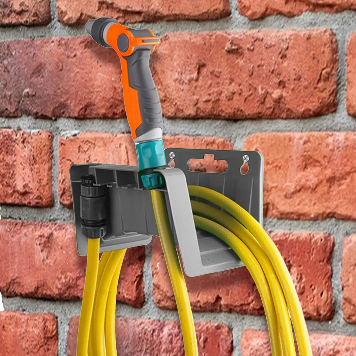 enrouleur tuyau d'arrosage mural antiabrasion fonctionnel pistolet buse vert gris jardin utilitaire