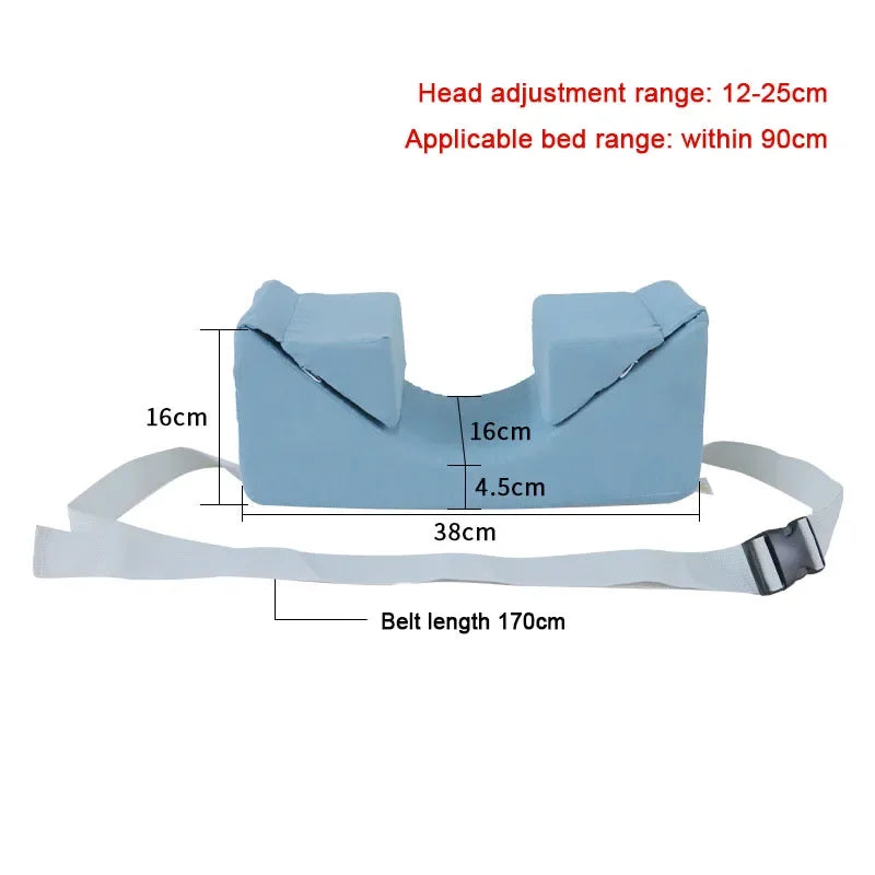 appui tête bleu clair coussins oreillers ceinture réglable poches ergonomique personnes alitées maintien position