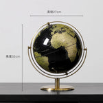 globe terrestre métal noir détaillé cartographie ornements éducation décoration classique fixations métal
