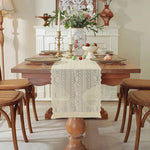 tablecloth beige broderie polyester coton table decoration rustic spring summer autumn