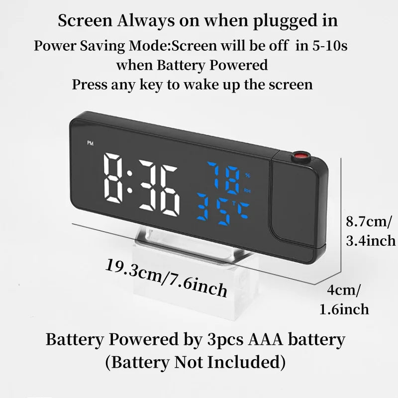réveil numérique projection moderne horloge température humidité date snooze usb led