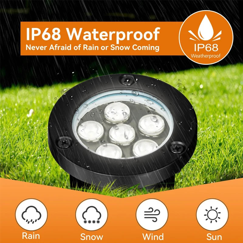 Spot LED noir moderne étanche IP68 fixé vis extérieur 6W 85 265V