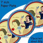 vaisselle jetable blanche neige assiettes gobelets pailles guirlande décorations cupcakes fête anniversaire enfant