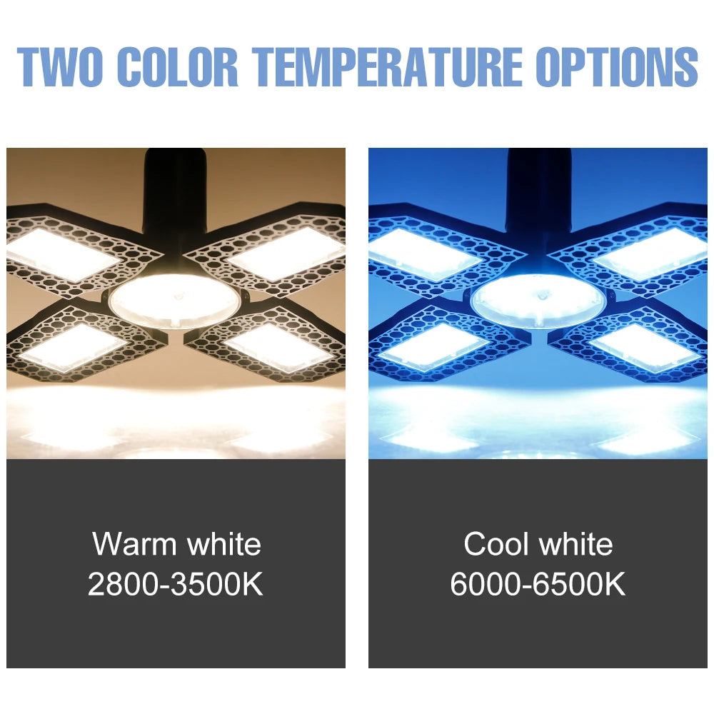 lampe garage led noir moderne grille hexagonale 1000 lumens 20000 heures 2700k 6500k