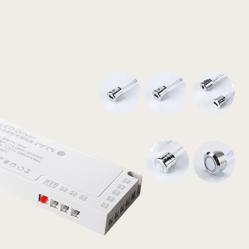 driver led alimentation 12v 24v 100w 150w câble clips moderne blanc opacité
