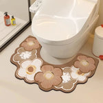 tapis toilette antidérapant absorbant eau motif fleurs moderne salle bain rapide sèche tapis sol