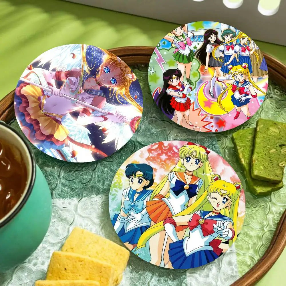 sous verres bois animes personnages féminins multicolores moderne opacité résistance chaleur hygiène table