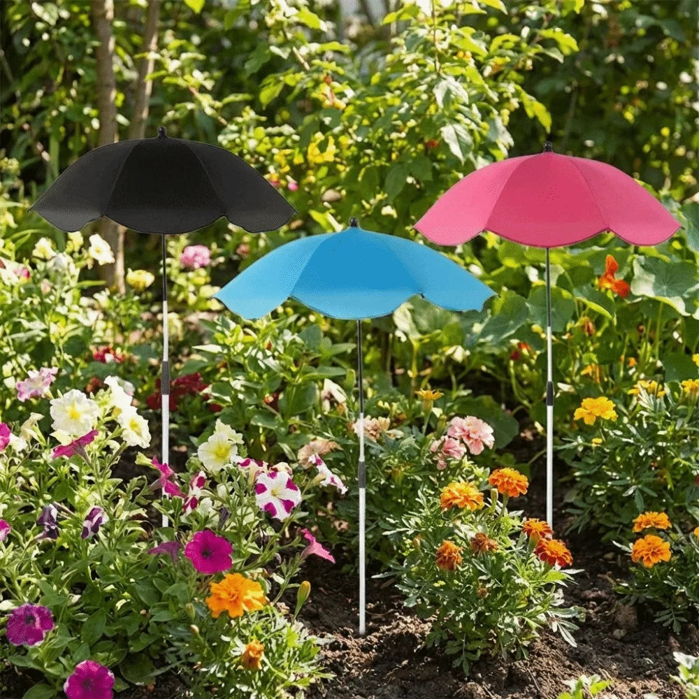 parasol télescopique réglable protection uv plantes pot fibre végétale noir bleu rose rouge vert
