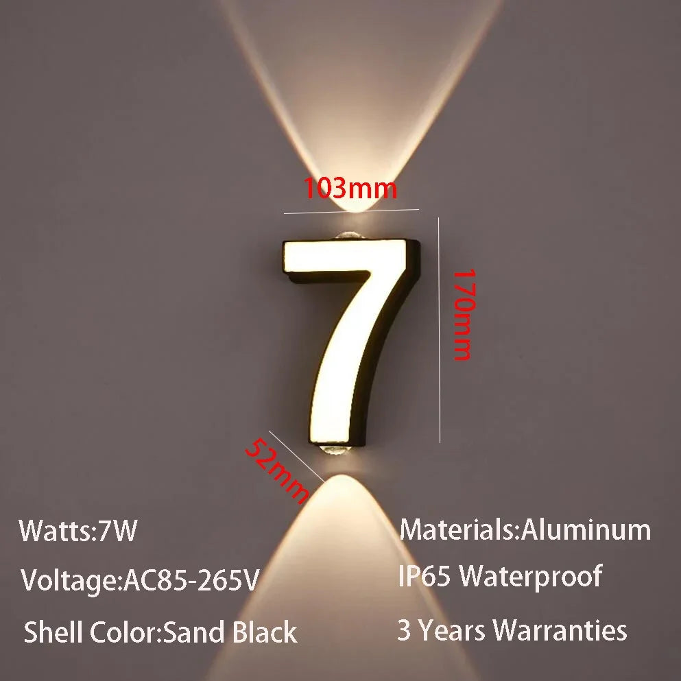 numéro lumineux led blanc noir moderne ip65 adhésif 7w minimalisteintérieur extérieur