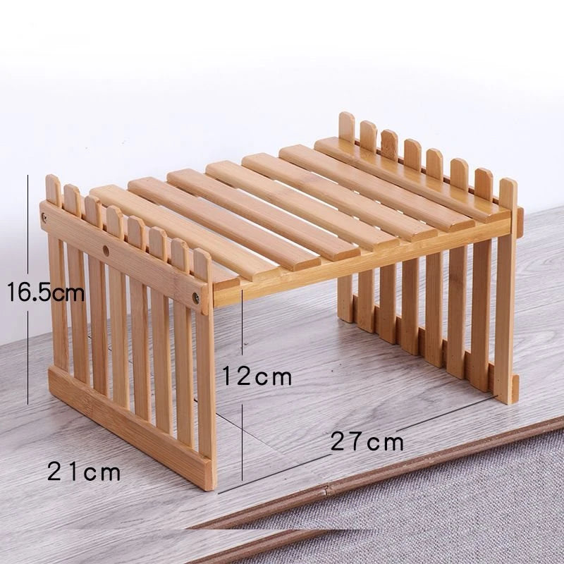 étagère plante bambou moderne simple niveaux naturel hauteur 30cm largeur 57cm