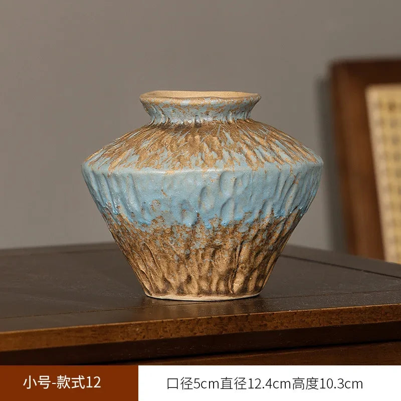 vases céramique noir blanc bleu marron texture rustique moderne fleurs artificielles