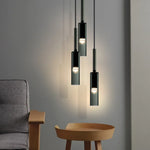lumière suspendue moderne verre noir abat jour transparent salon chambre étude