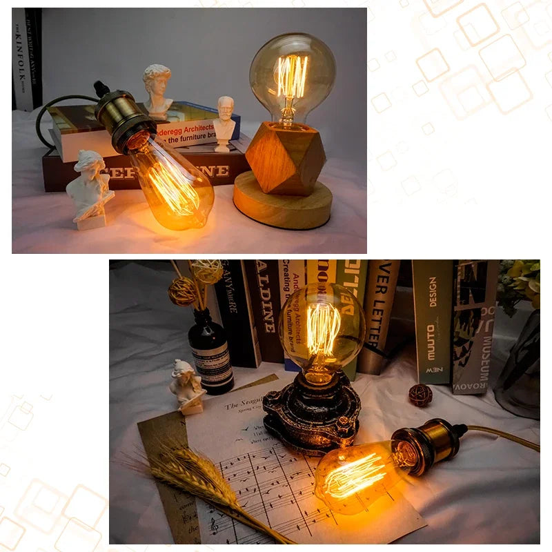 Ampoules Edison vintage filaments spirales dorées transparentes E27 250 lumens 30000h
