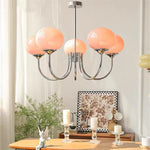 lustre moderne rose doré sphères brillantes opalescent semi encastré led
