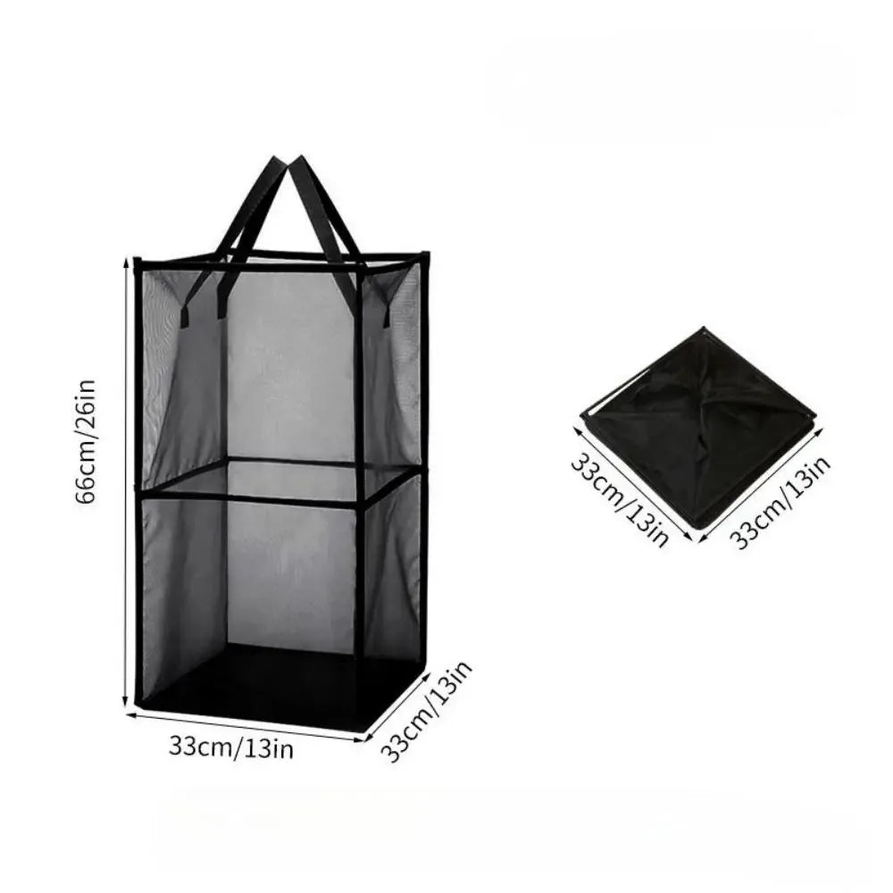 panier linge noir gris transparent maille polyestère pliable moderne poignées grande capacité