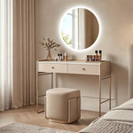 miroir rond lumineux moderne blanc fixation murale sans cadre éclairé antibuée