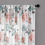 rideaux voilage blanc floral translucide tringle embouts chambre salon moderne