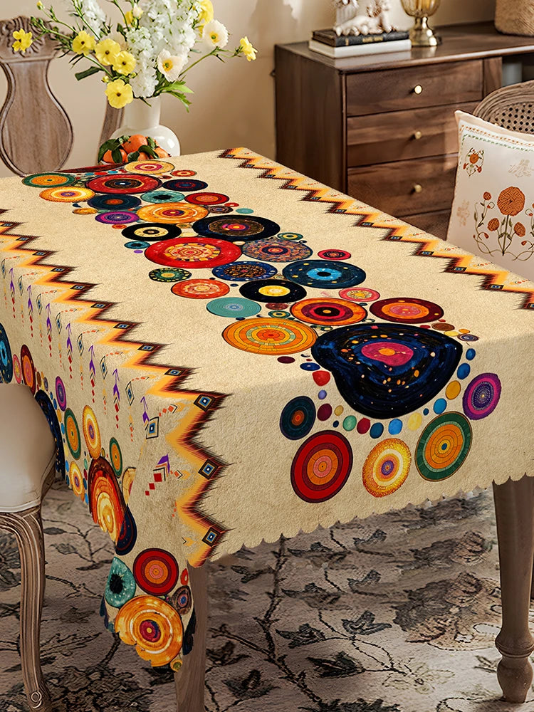 nappe boho chic ethnique motifs géométriques couleurs vives imperméable réutilisable machine clips tableextérieurintérieur