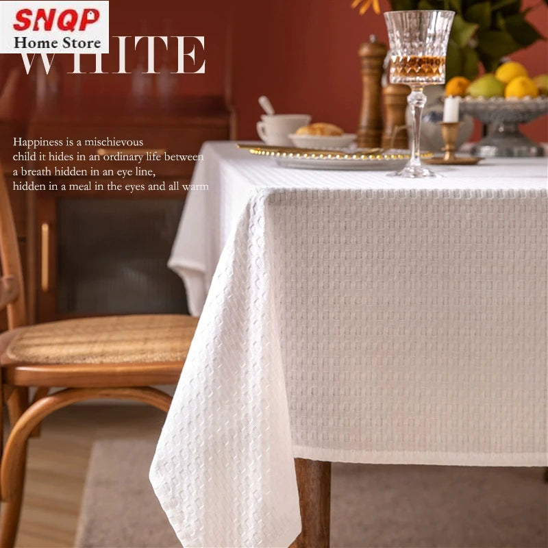 nappe table blanche carreaux texture classique réutilisable polyester coton extérieur intérieur moderne festive