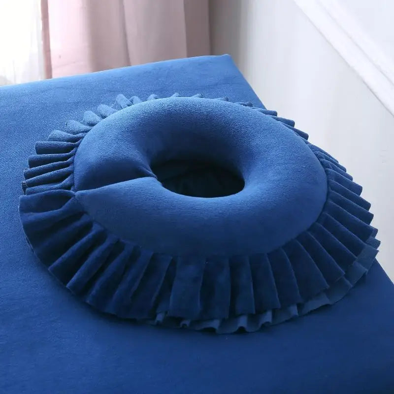 coussin massage violet velours confort sans electricité salon beauté thérapie spa repose visage repose