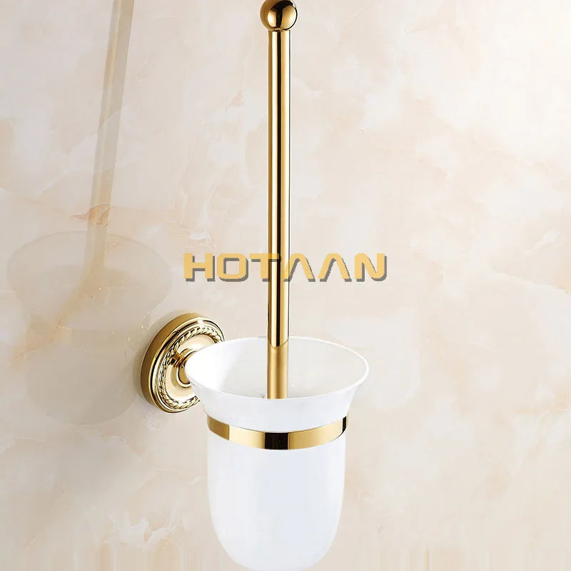 Accessoires salle bain ensemble doré classique porte serviettes rangement brosse dents poignée dorée serviette