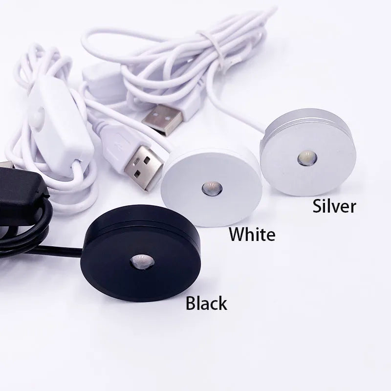 projecteur led rechargeable noir blanc argent câble usb interrupteur moderne minimaliste 6v 3w dc5v
