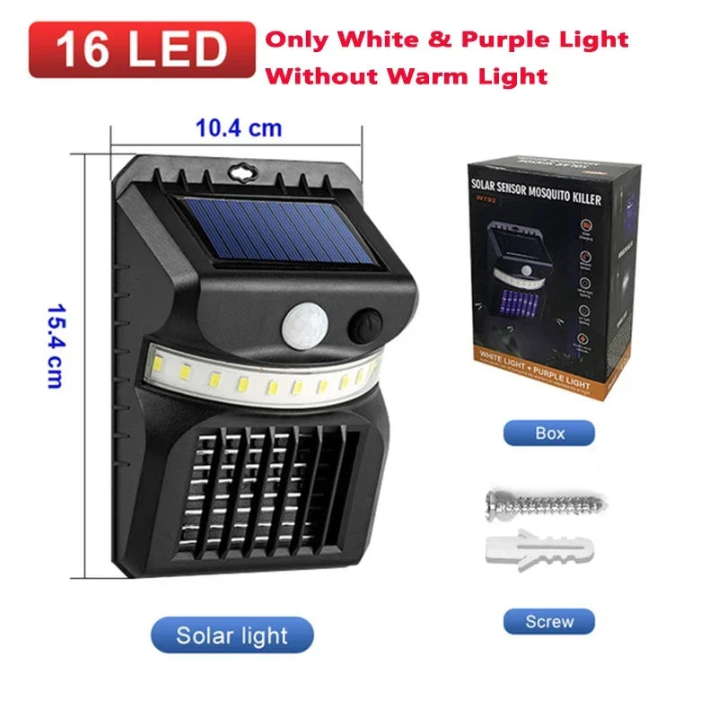 lampe anti moustiques solaire led noire capteur mouvement mode nuit vacances moderne pratique