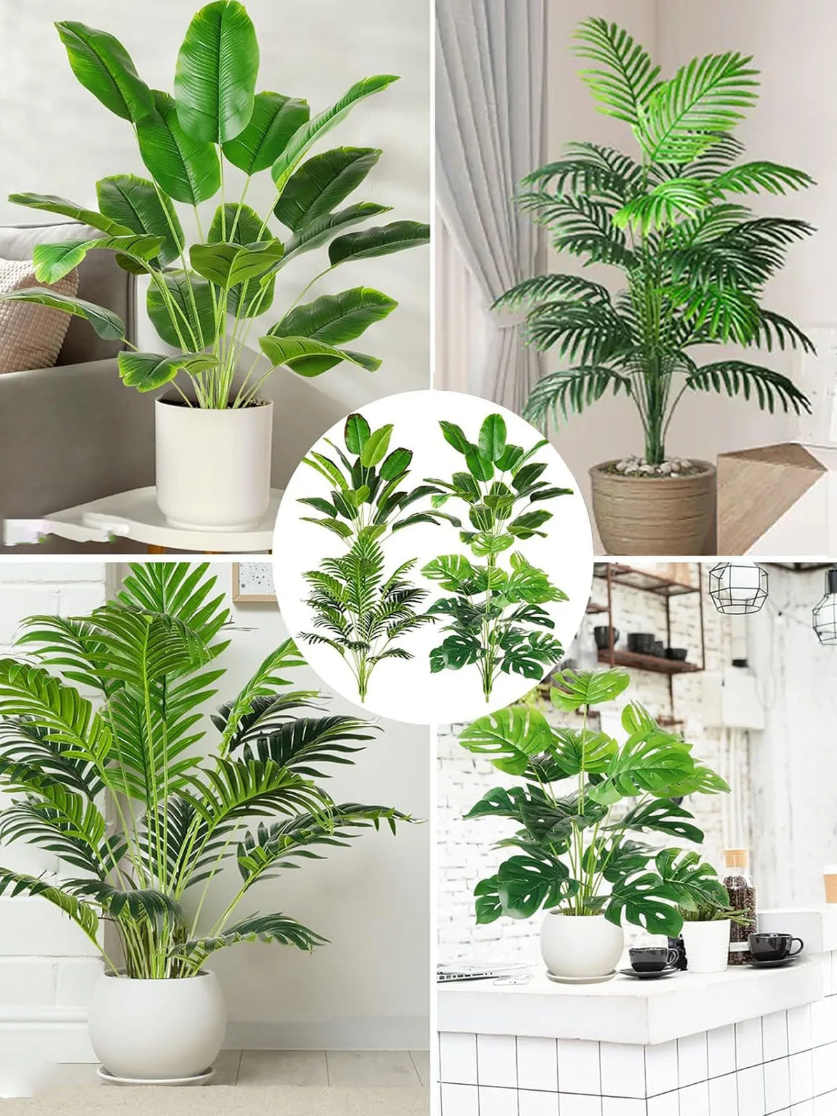 plantes artificielles feuilles palmier monstera bananier modernes vertes decoration exterieur sol unique