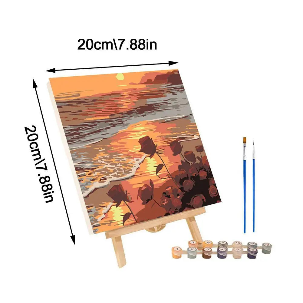 peinture numéros kit abstrait coucher soleil paysage moderne art floral tournesols ciel couleurs variées
