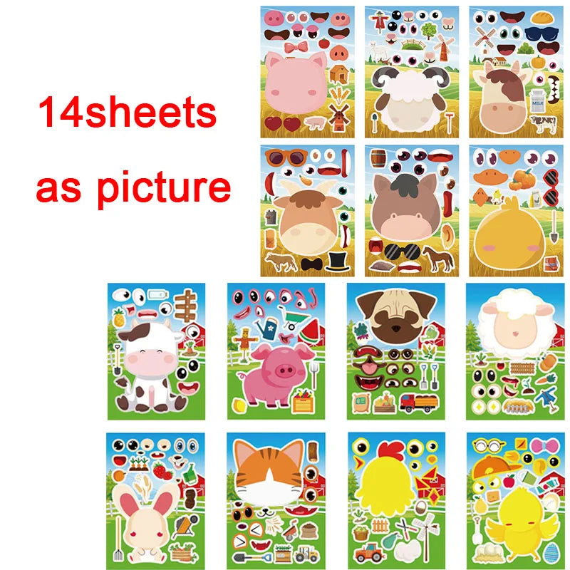 sticker animaux ferme multicolore cartoon adhésif diy activités enfants garçons filles fournitures bricolage artisanal