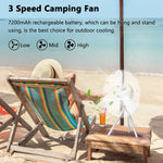 ventilateur camping rechargeable usb led télécommande moderne utilitaireextérieur