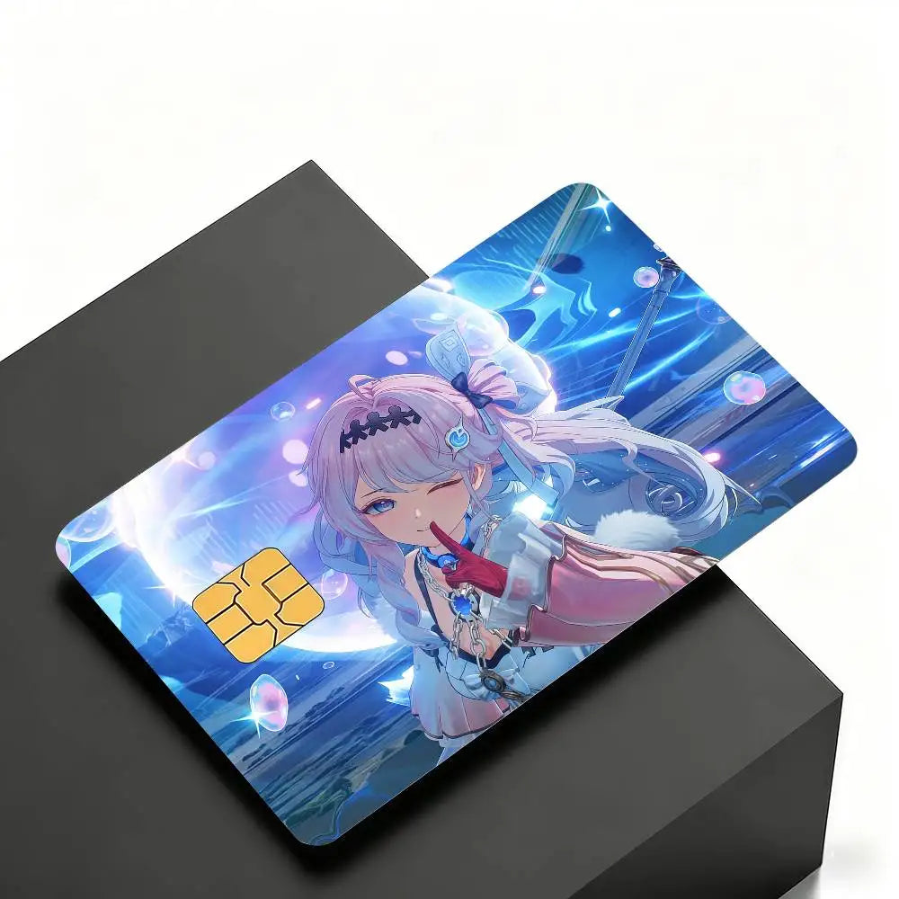 cartes crédit personnalisées anime fille étoiles adhésif rose bleu noir protégées transporte bancaire debit