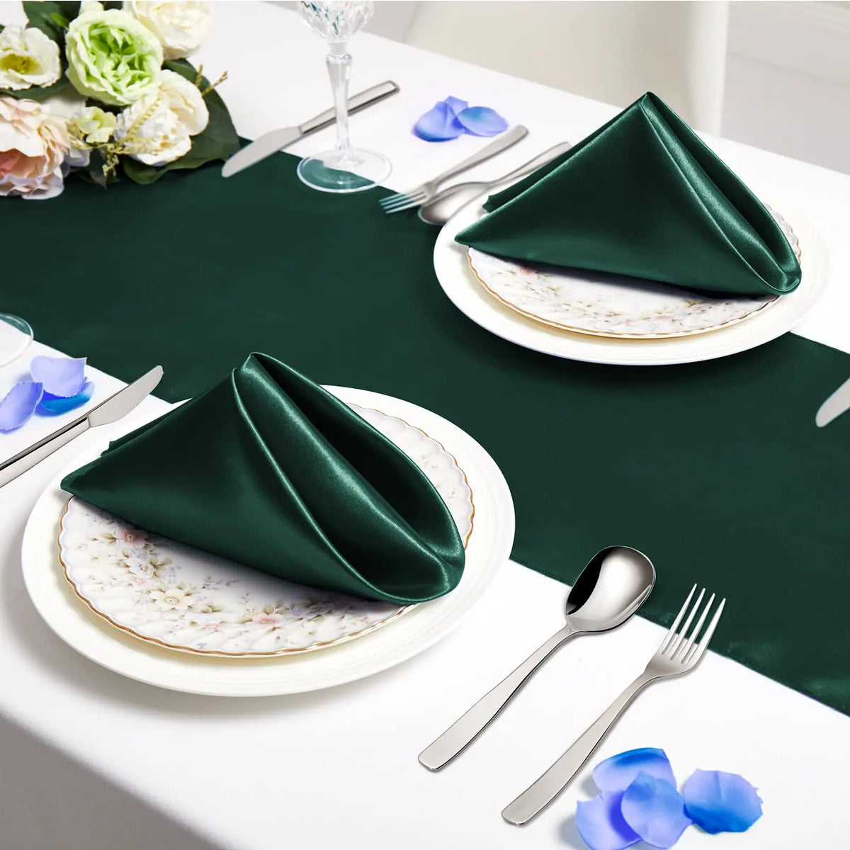 serviettes table satin rouge classiques 30x30cm coton opaques