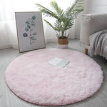 tapis rond doux moderne peluche blanc rose bleu gris beige maison salon chambreextérieur