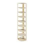étagère rotative moderne multi niveaux beige clair rayures verticales supports rangement robuste anti dérapant