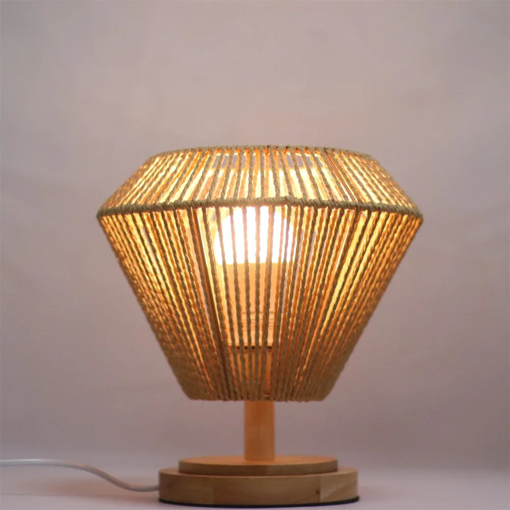 lampe suspendue tressée moderne lampe table naturelle abat jour conique circulaire