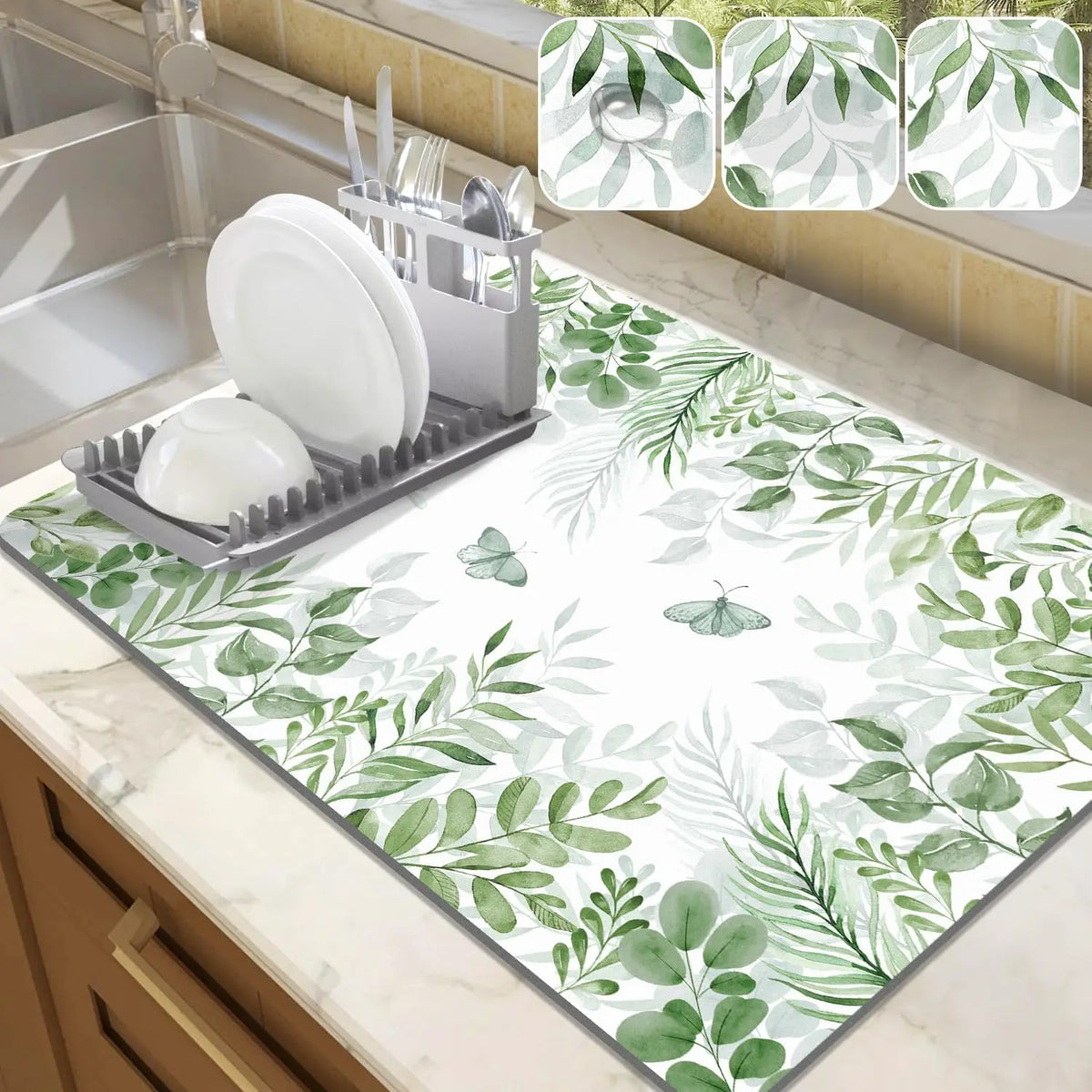 tapis cuisine gris moderne rapide séchage anti glisse absorbant facile nettoyer