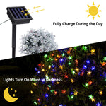guirlande lumineuse solaire fleurs blanc multicolore moderne piquet panneau solaire extérieur nocturne led jardin