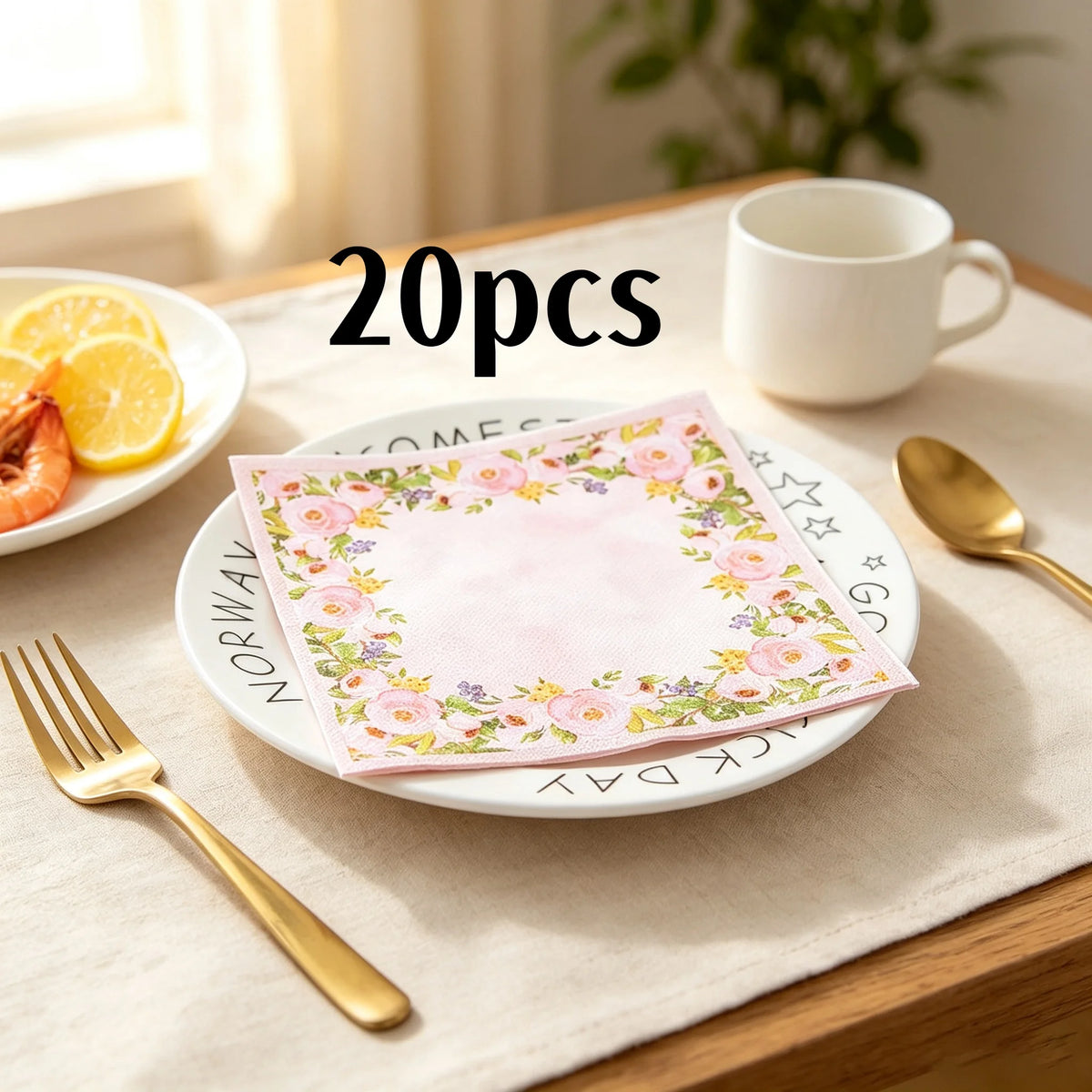 serviettes papier multicolores fleurs papillons illustration mariage anniversaire décoration table thé