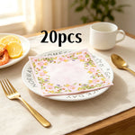 serviettes papier multicolores fleurs papillons illustration mariage anniversaire décoration table thé