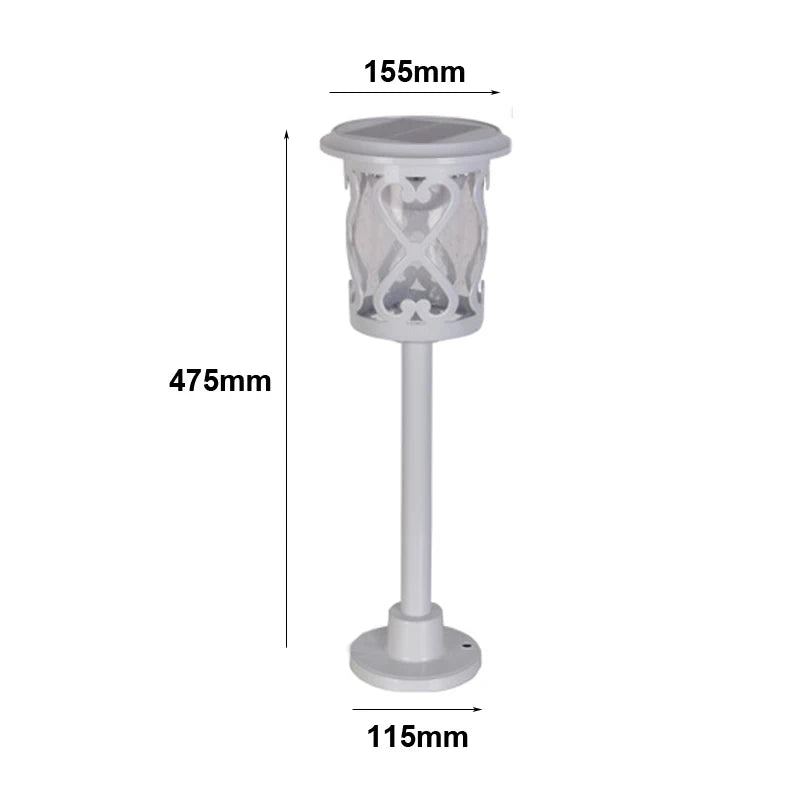 lampe solaire extérieure blanc grille moderne pied trépied base fixation