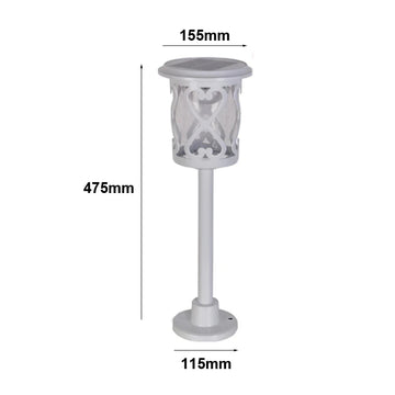 lampe solaire extérieure blanc grille moderne pied trépied base fixation