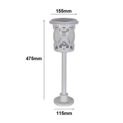 lampe solaire extérieure blanc grille moderne pied trépied base fixation