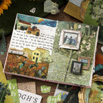 livre artistique van gogh impressions autocollants floral vert jaune blanc vintage.pages imprimees reproductions obras