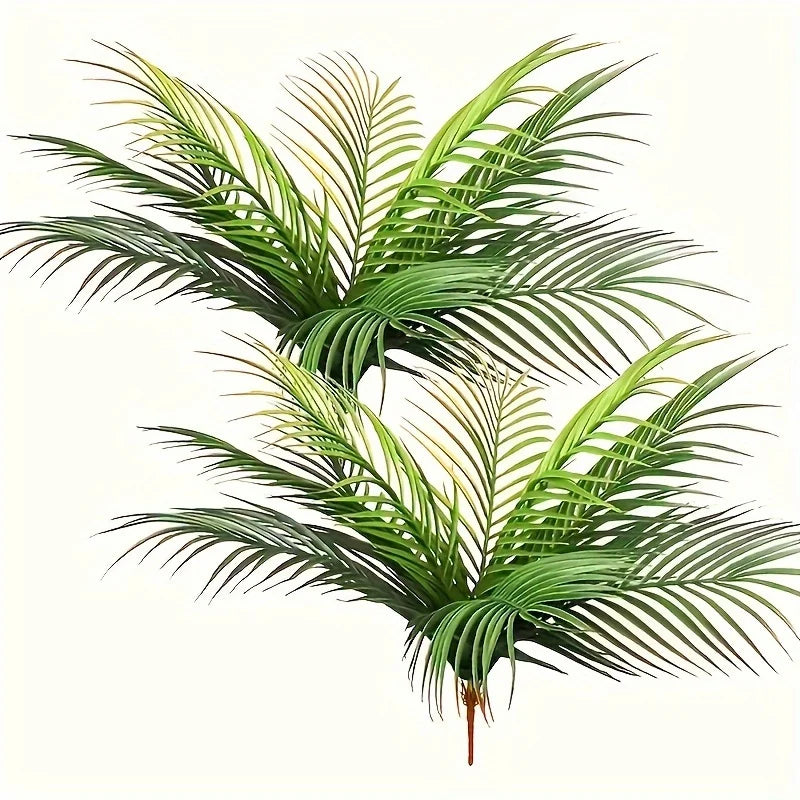 décoration extérieure plante artificielle feuilles palmiers branchies verte jaune maison fête thème jungle