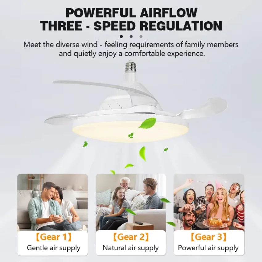 ventilateur lumière led invisible télécommande ampoules moderne minimaliste fixations blanc