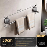 porte serviettes mural gris métallisé double barre ventouse moderne minimaliste sans perçage deux niveaux