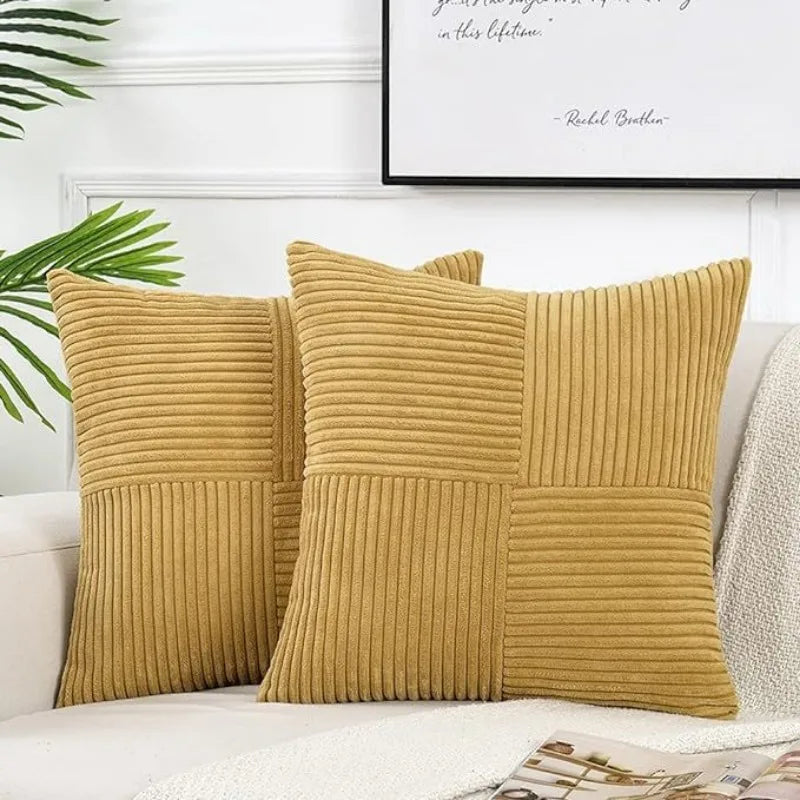 housses coussin polyester rayées modernes non toxiques opaques couleur beige marronclair blancvertmarine chambre