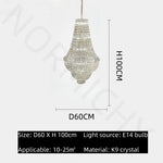 lustre cristal facettes transparent classique salon chambre éclairage deco pendentif facile lumière chambre decoration